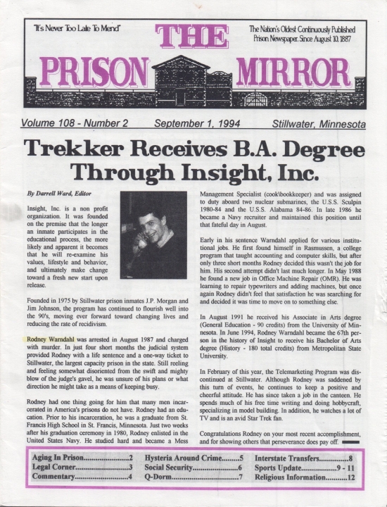 Trekker Receives B.A. Degree Through insight, Inc.